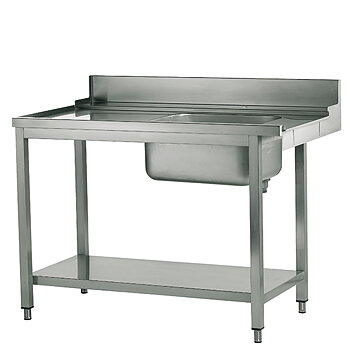 Left entry table with sink on the right for hood dishwasher, w=1200 mm
