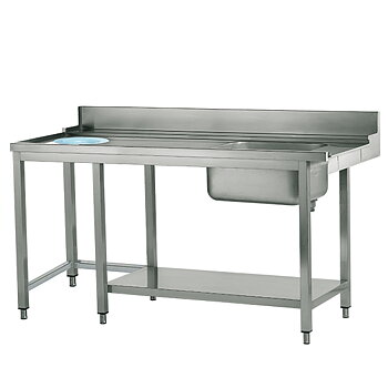 Left entry table with sink on the right, and wastes hole