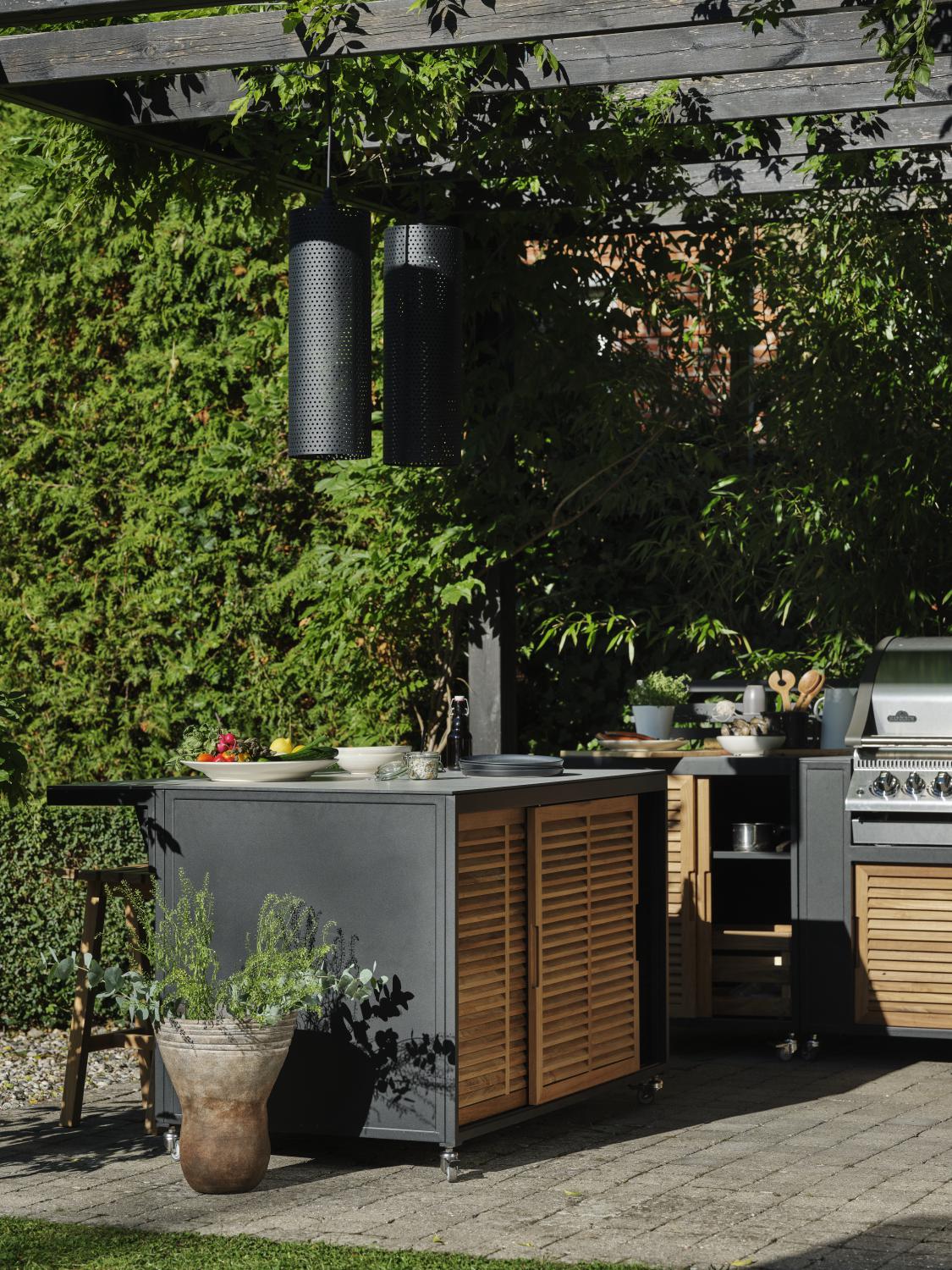FORNAX outdoor kitchen corner smal black / teak - 11