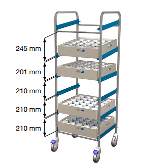 Basket service trolley. 50x50cm dish basket