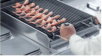 Lava stone grill gas, on open cupboard