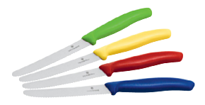 Snitt-och allkniv med färgkodade plasthandtag, bl 110 mm