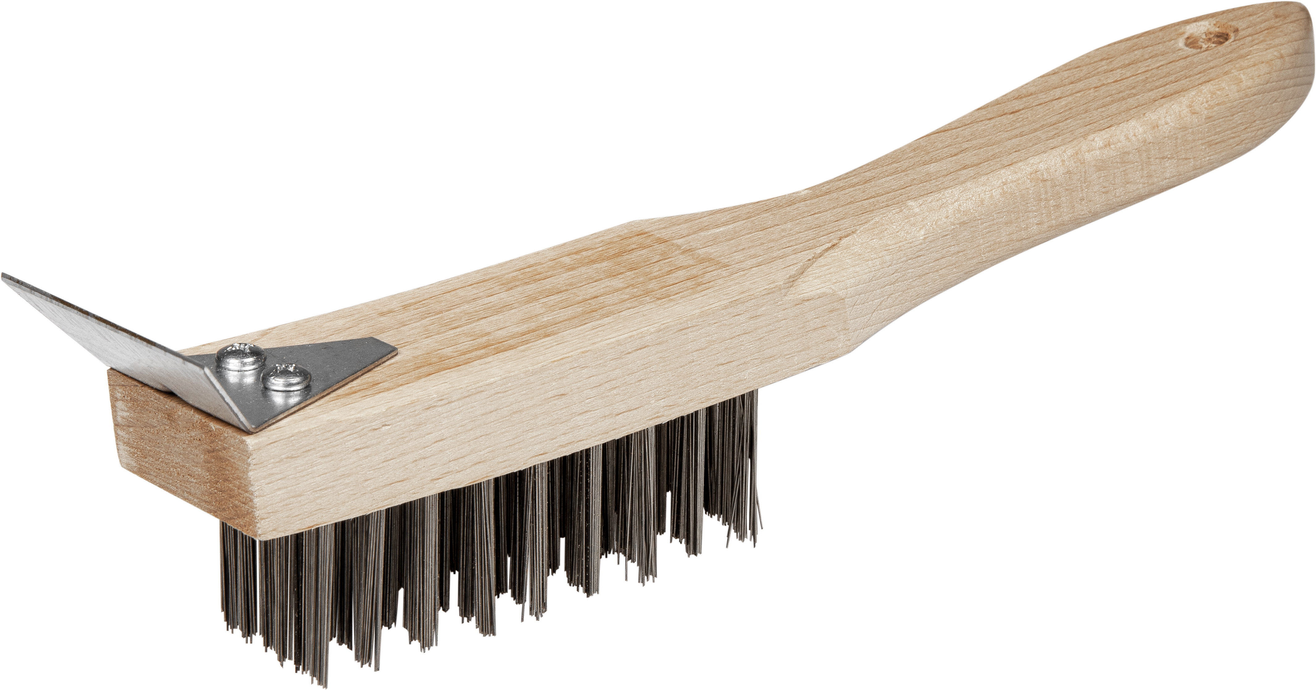 Steel brush with scraper