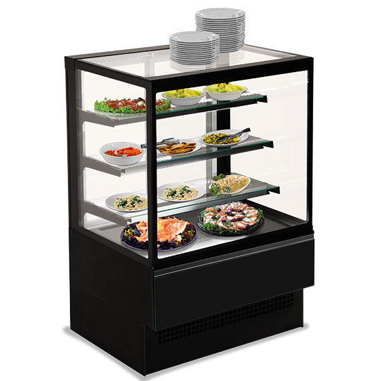 Refrigerated counter with 3 shelves, vertical front glass - 2