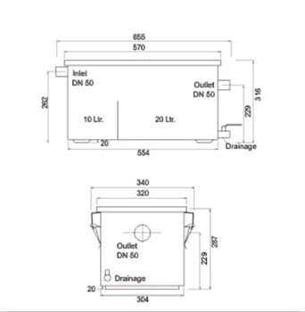Manual grease separator, capacity 20 litres