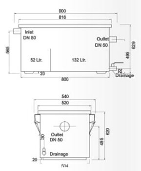 manual grease separator, capacity 132 litres
