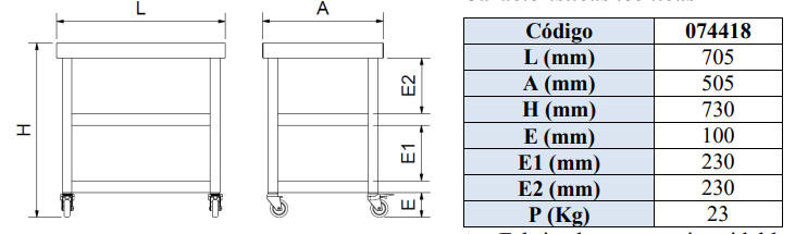 Arbetsbänk med 2 hyllor och hjul - 2