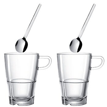 Kaffeset - Kaffekopp och sked x 2 - Latte Macchiato