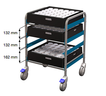 Transport trolley low, for dishwasher racks 500x500 mm