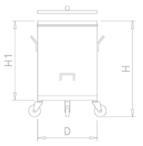 Stainless steel container with lid and removable wheels - 2
