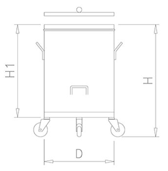 Stainless steel container with lid and removable wheels