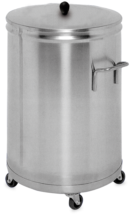 Stainless steel container with lid and removable wheels