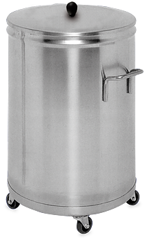 Stainless steel container with lid and removable wheels
