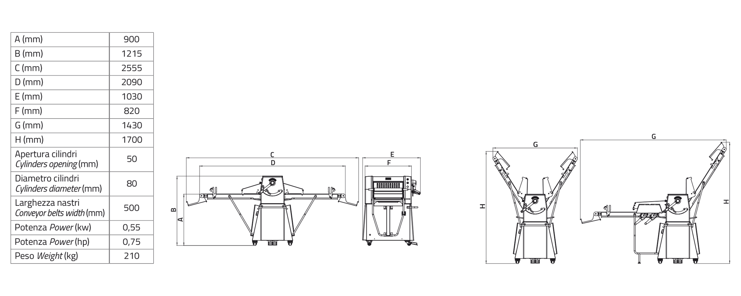 Rolling machine variable speed, band 600x1400mm - 2