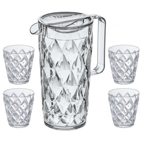Koziol - CRYSTAL Set, carafe including 4 glasses, Crystal Clear