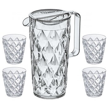 Koziol -  CRYSTAL Set, Karaff inkl 4 glas, Crystal Clear