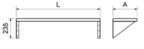 Wall shelf with reverse brackets deep 400mm - 2