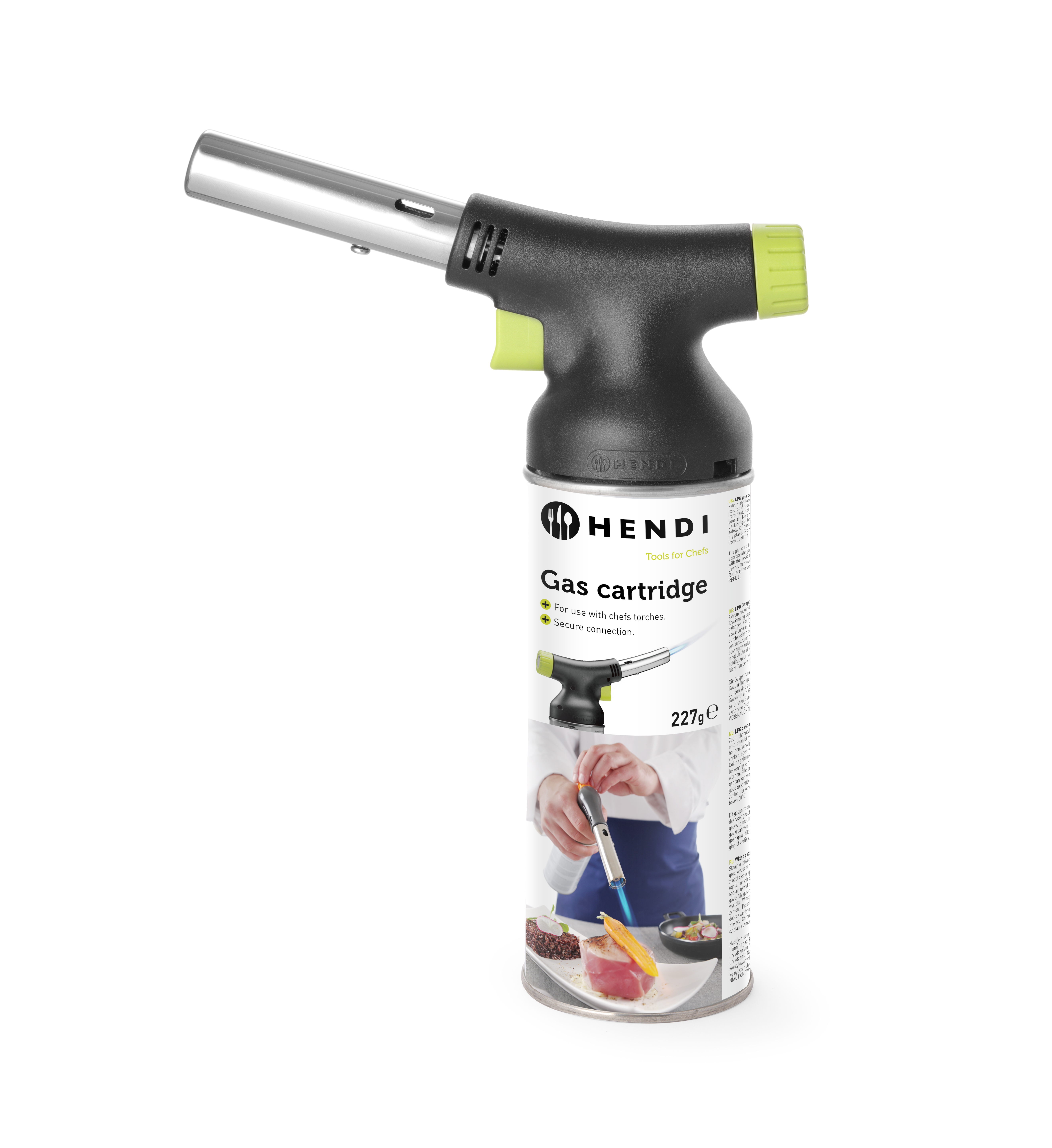 Chefs torch, incl. 4 pcs LPG cartridge 227g