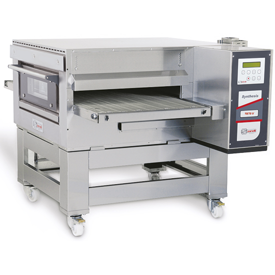 Gas ventilated tunnel oven with support on castors, digital, max 220 pizzas/h