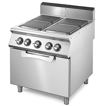Electric range on static electric oven GN 2/1, 4 square hot plates