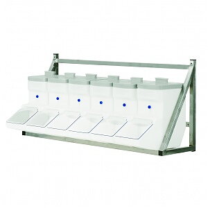 Vägghylla inkl dispenserbehållare 6 x 21 liter