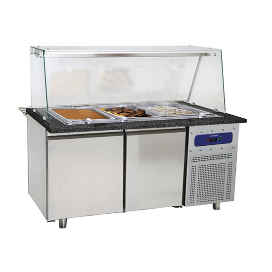 Bain marie with 2 doors and glass structure, 4x GN 1/1 h = 100 mm - 2