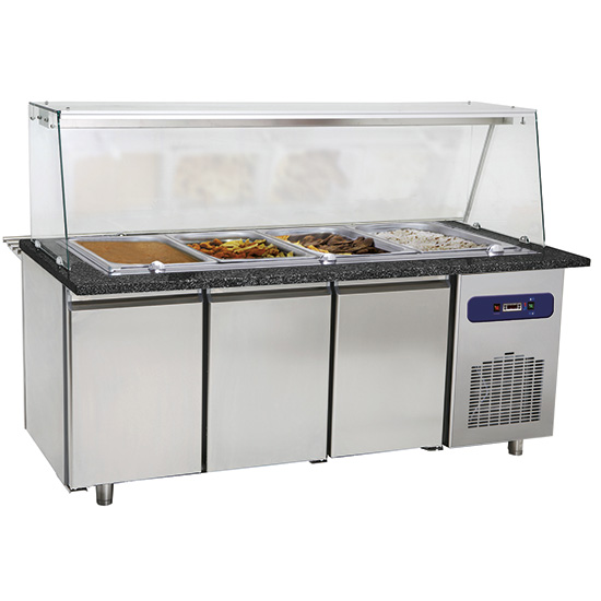 Bain Marie with 3 doors and glass structure, 5x GN 1/1 h = 100 mm - 2