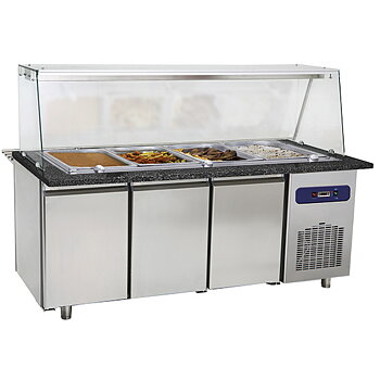 Bain Marie with 3 doors and glass structure, 5x GN 1/1 h = 100 mm
