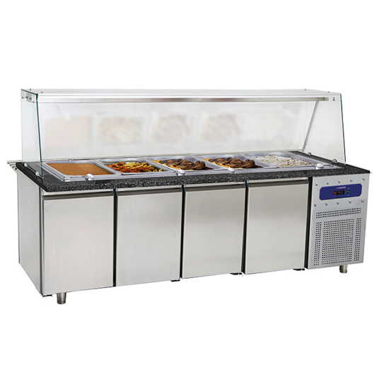 Bain Marie with 4 doors and glass structure, 6x GN 1/1 h = 100 mm - 2