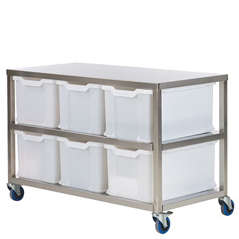 Uppvägningsbord med backar 6 x 54 liter