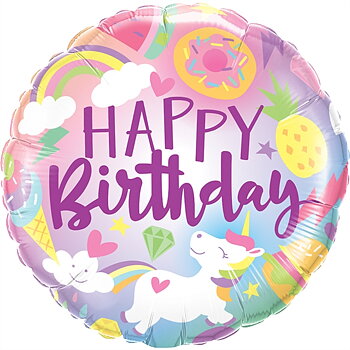 18" Happy Birthday Unicorn 45 cm