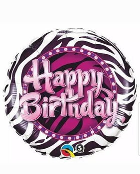 18" Happy Birthday Zebra 45 cm
