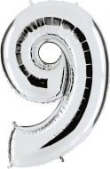 Folieballong Siffra - 9 - Silver