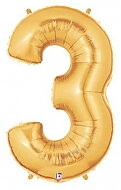 Folieballong Siffra - 3 - Guld