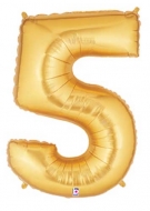 Folieballong Siffra - 5 - Guld