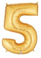 Folieballong Siffra - 5 - Guld