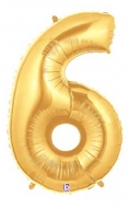 Folieballong Siffra - 6 - Guld
