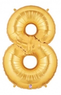 Folieballong Siffra - 8 - Guld