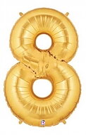 Folieballong Siffra - 8 - Guld