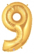 Folieballong Siffra - 9 - Guld