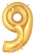 Folieballong Siffra - 9 - Guld