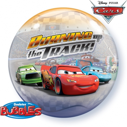 22" cars burning up the track bubble balloons