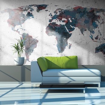 Fototapet - World map on the wall (450 x 270 cm)