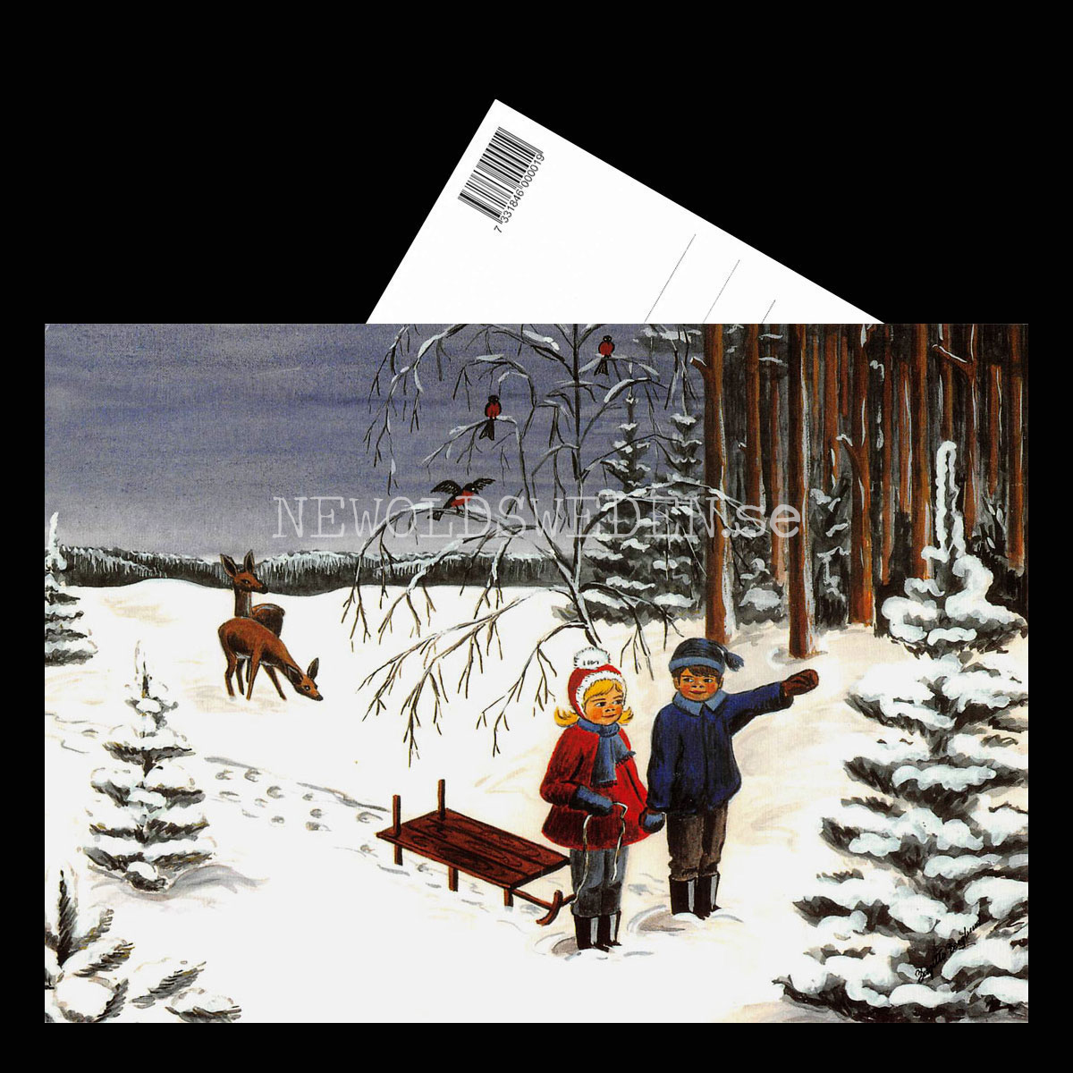 Julkort Julgranen - Birgitta Berglund Nr: 9 - Vykort A5 - 3
