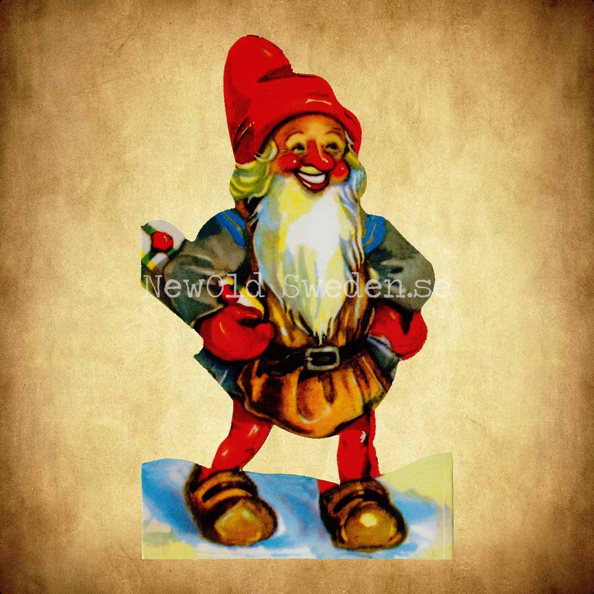 Pappersrad Tomte med julklapp 12.5 x 60 cm - R03