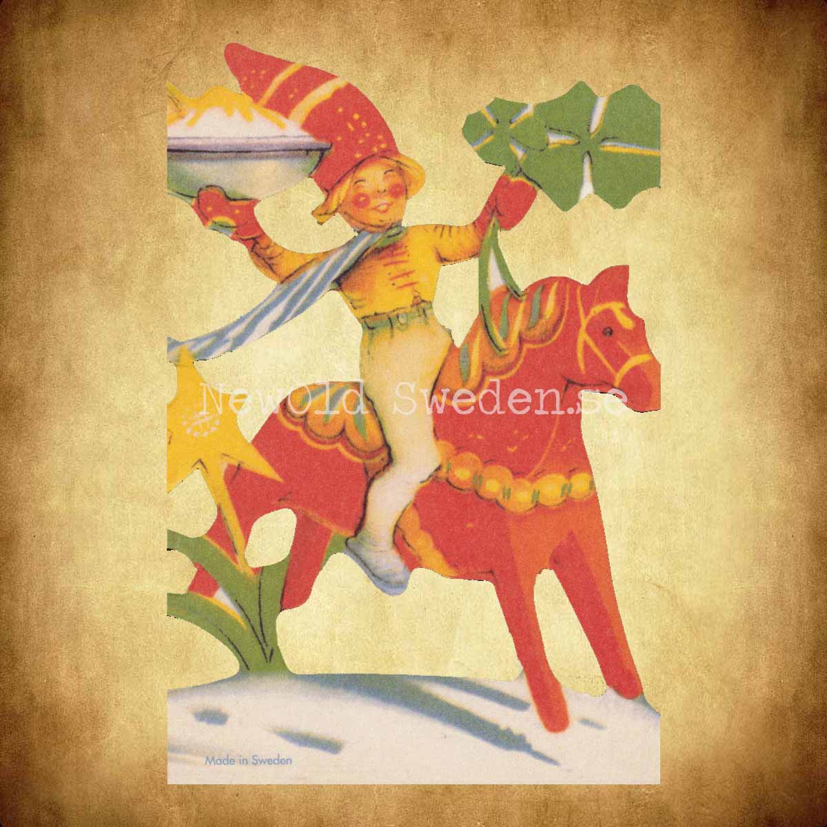 Pappersrad Dalahäst med klöver 13 x 70 cm - R06
