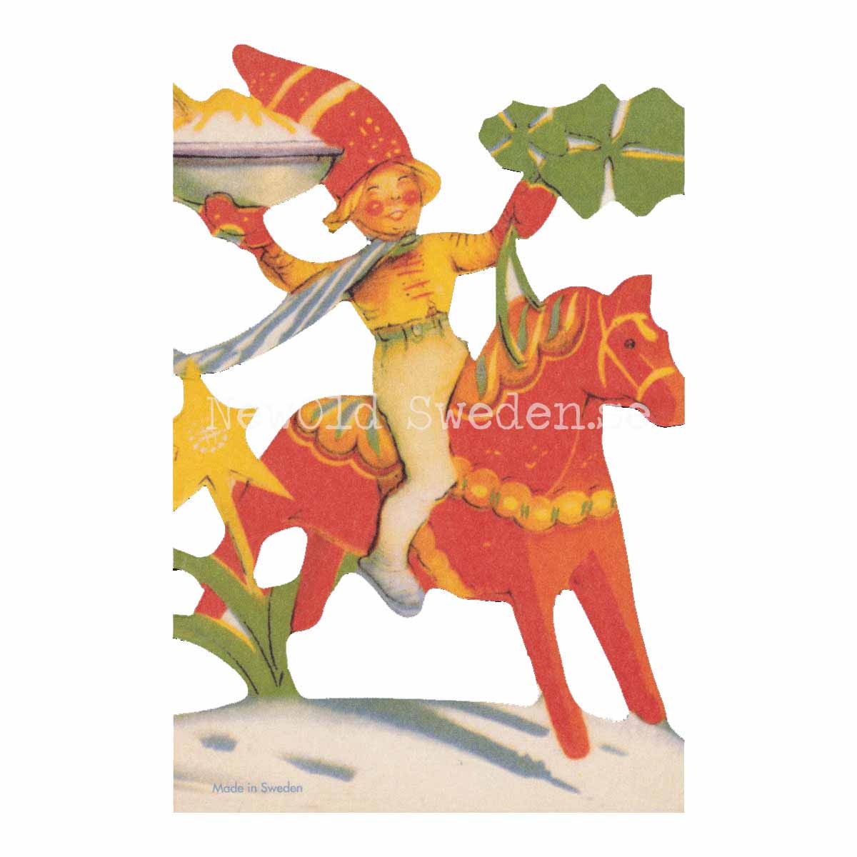 Pappersrad Dalahäst med klöver 13 x 70 cm - R06 - 3