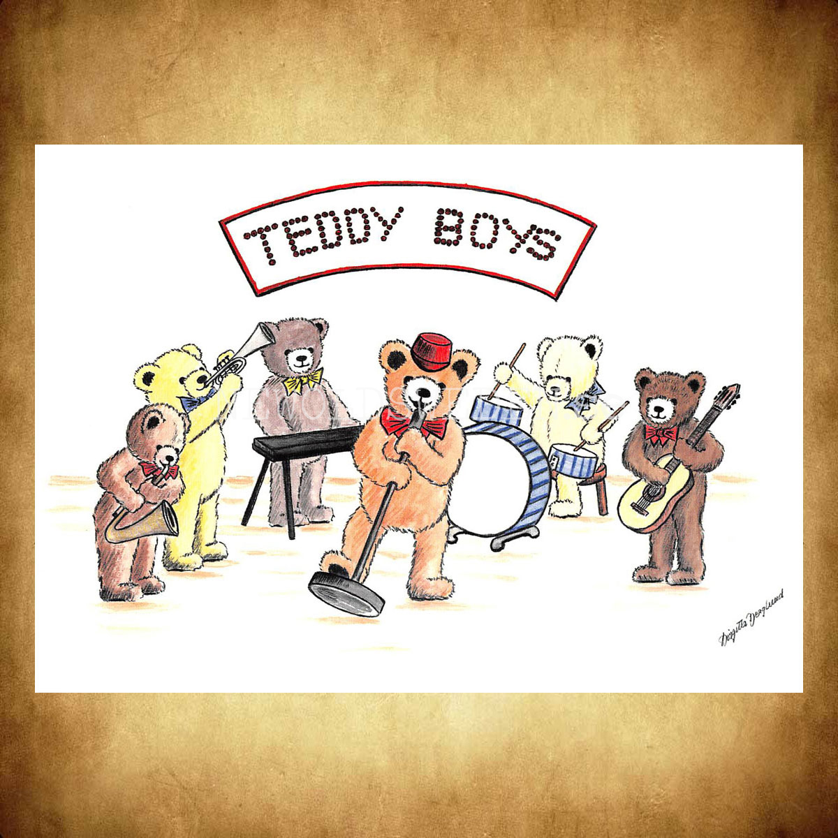 TEDDY BOYS - Birgitta Berglund Nr: 31 - Vykort A5 - 2
