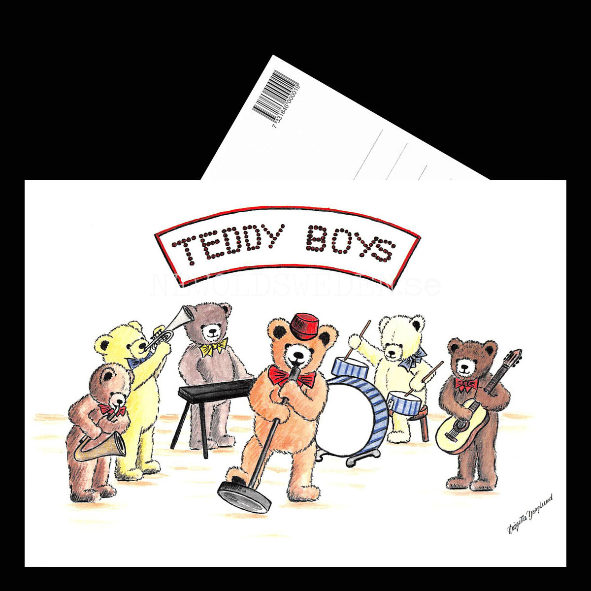 TEDDY BOYS - Birgitta Berglund Nr: 31 - Vykort A5 - 3