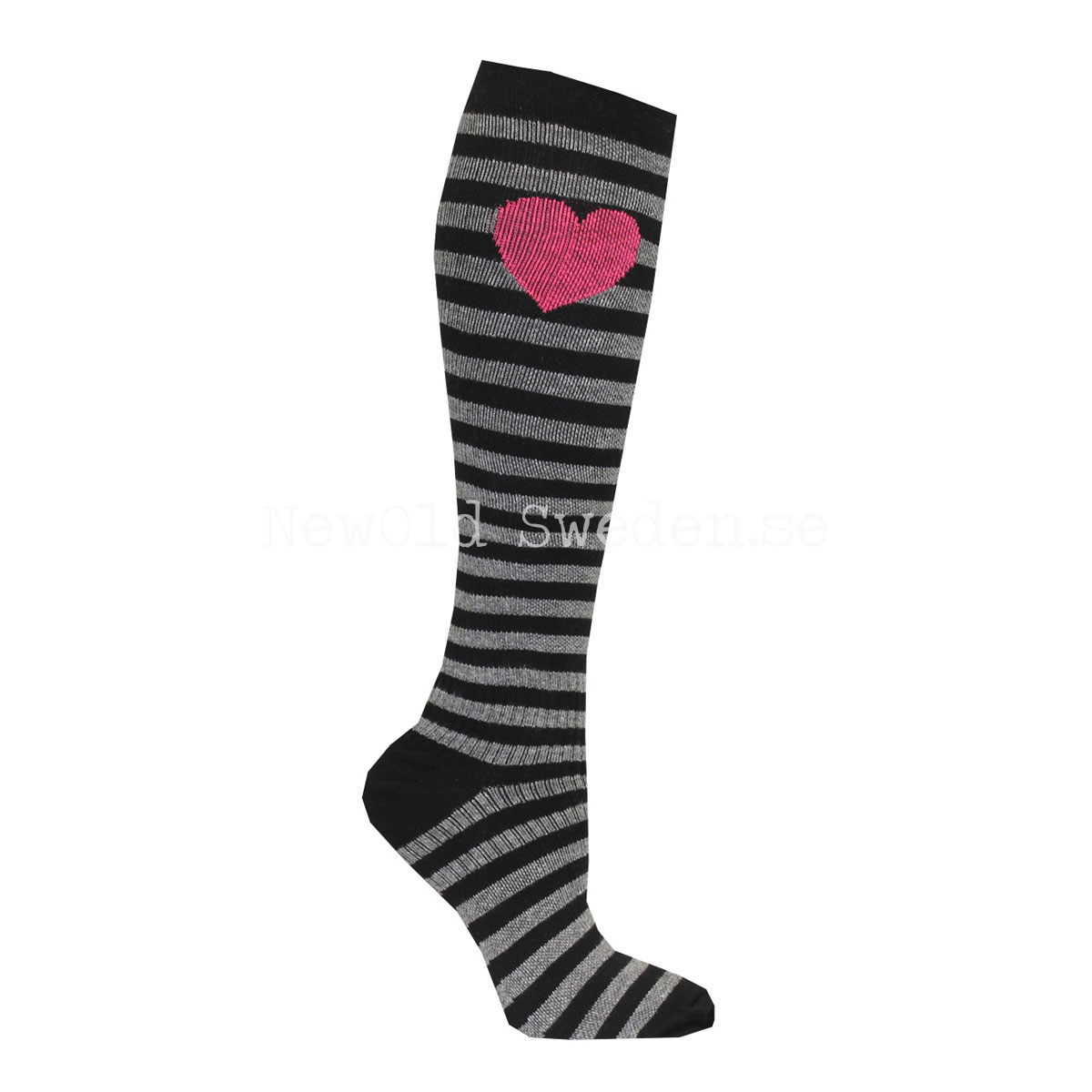 Stödstrumpa Black/Grey Heart 36-40  - ST11